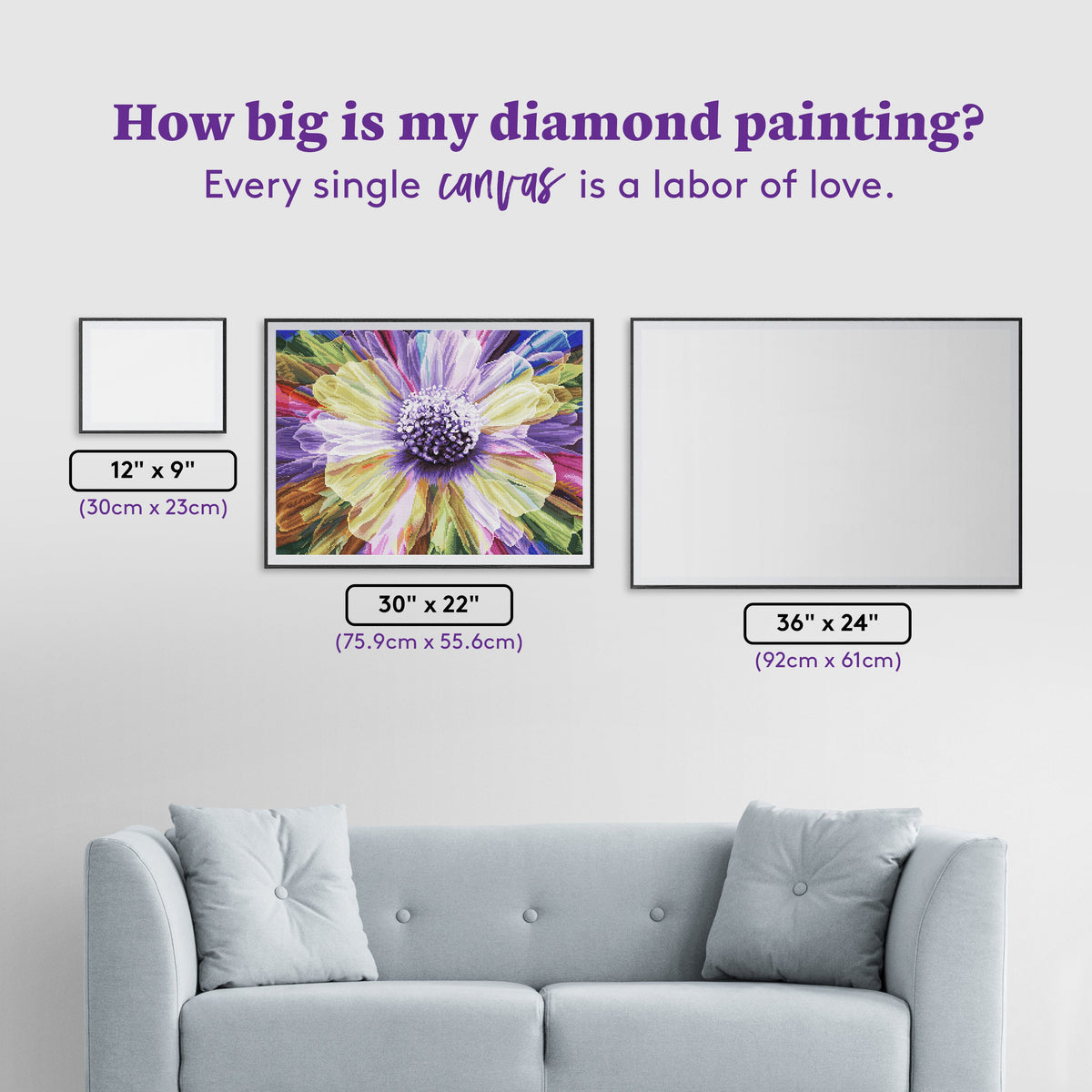 Diamond Painting Popping with Color 30" x 22" (75.9cm x 55.6cm) / Round with 63 Colors including 3 ABs and 2 Fairy Dust Diamonds / 55,752