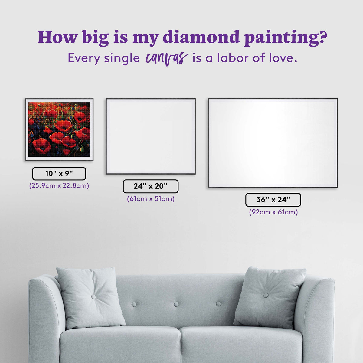 Diamond Painting Poppy Field 10" x 9" (25.9cm x 22.8cm) / Round with 33 Colors including 1 AB and 3 Fairy Dust Diamonds / 7,802
