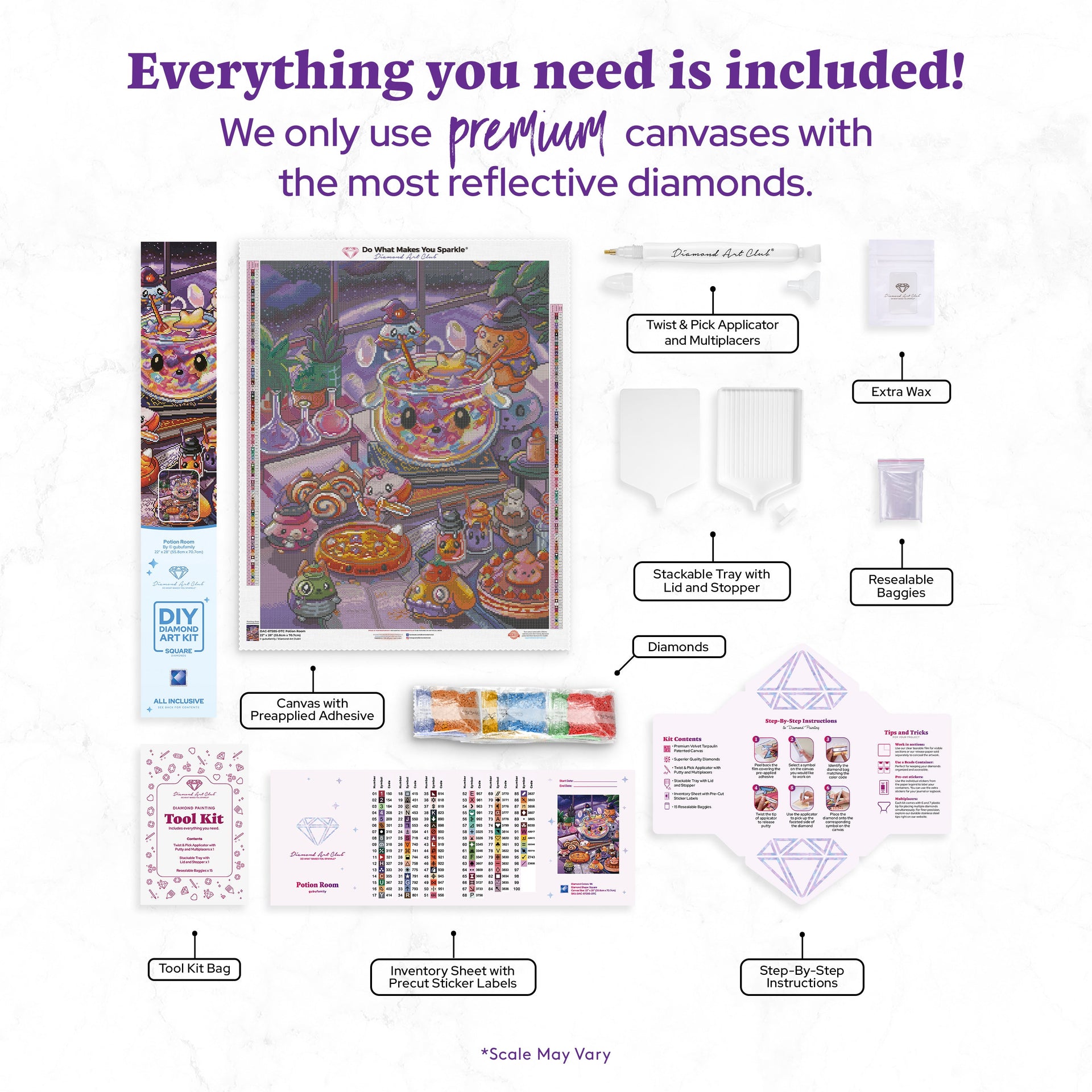 Diamond Painting Potion Room 22" x 28" (55.8cm x 70.7cm) / Square with 96 Colors including 4 ABs and 2 Fairy Dust Diamonds / 63,616