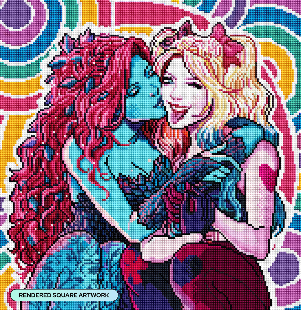 Diamond Painting Prideful Pair 16.2" x 16.7" (41.1cm x 42.3cm) / Square With 42 Colors Including 3 ABs and 1 Iridescent Diamond and 3 Fairy Dust Diamonds / 28,050