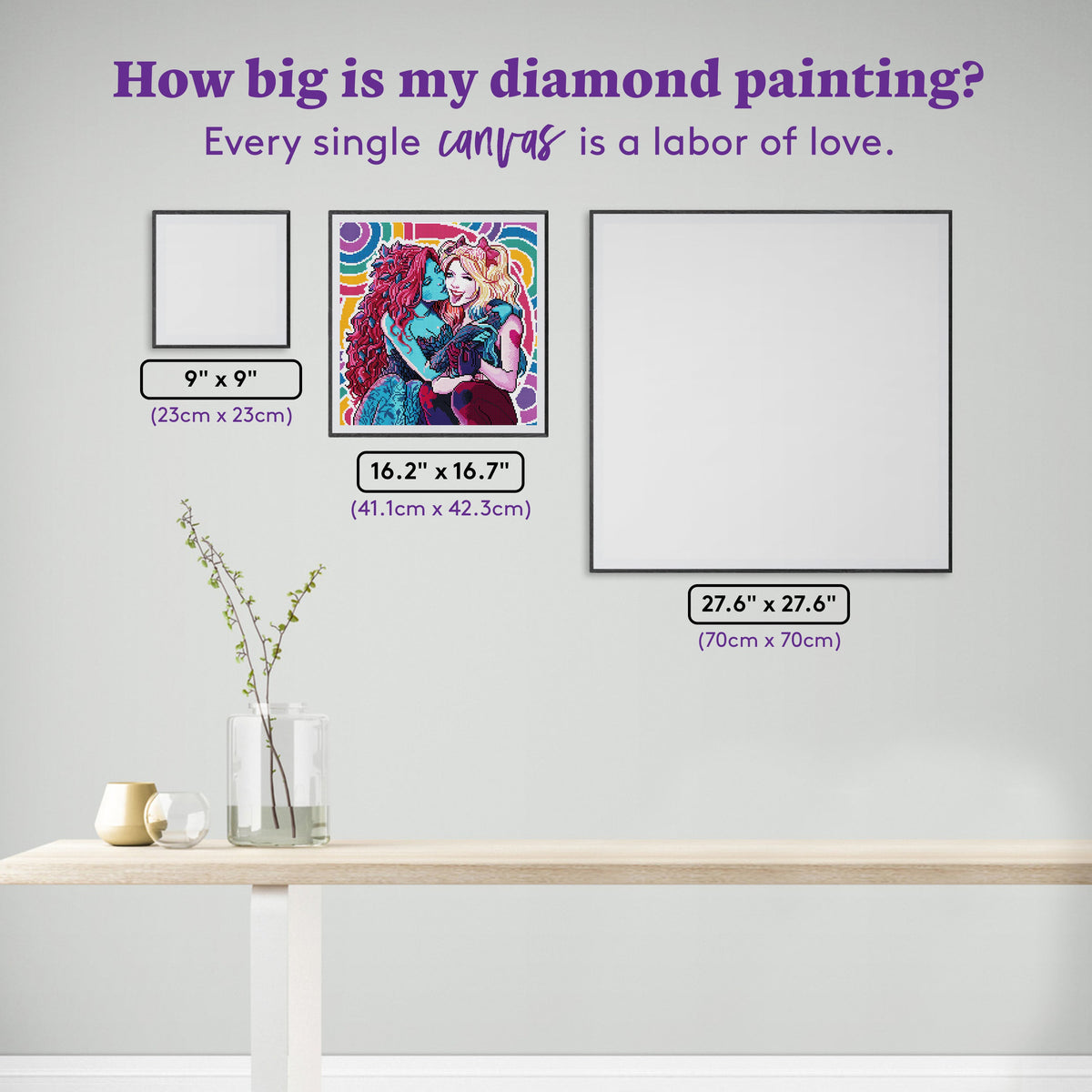 Diamond Painting Prideful Pair 16.2" x 16.7" (41.1cm x 42.3cm) / Square With 42 Colors Including 3 ABs and 1 Iridescent Diamond and 3 Fairy Dust Diamonds / 28,050