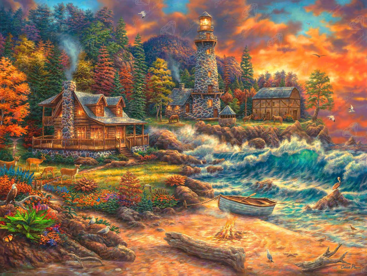 Diamond Painting Providence by the Sea 36.6" x 27.6" (93cm x 70cm) / Square With 65 Colors Including 3 ABs and 2 Fairy Dust Diamonds / 104,813