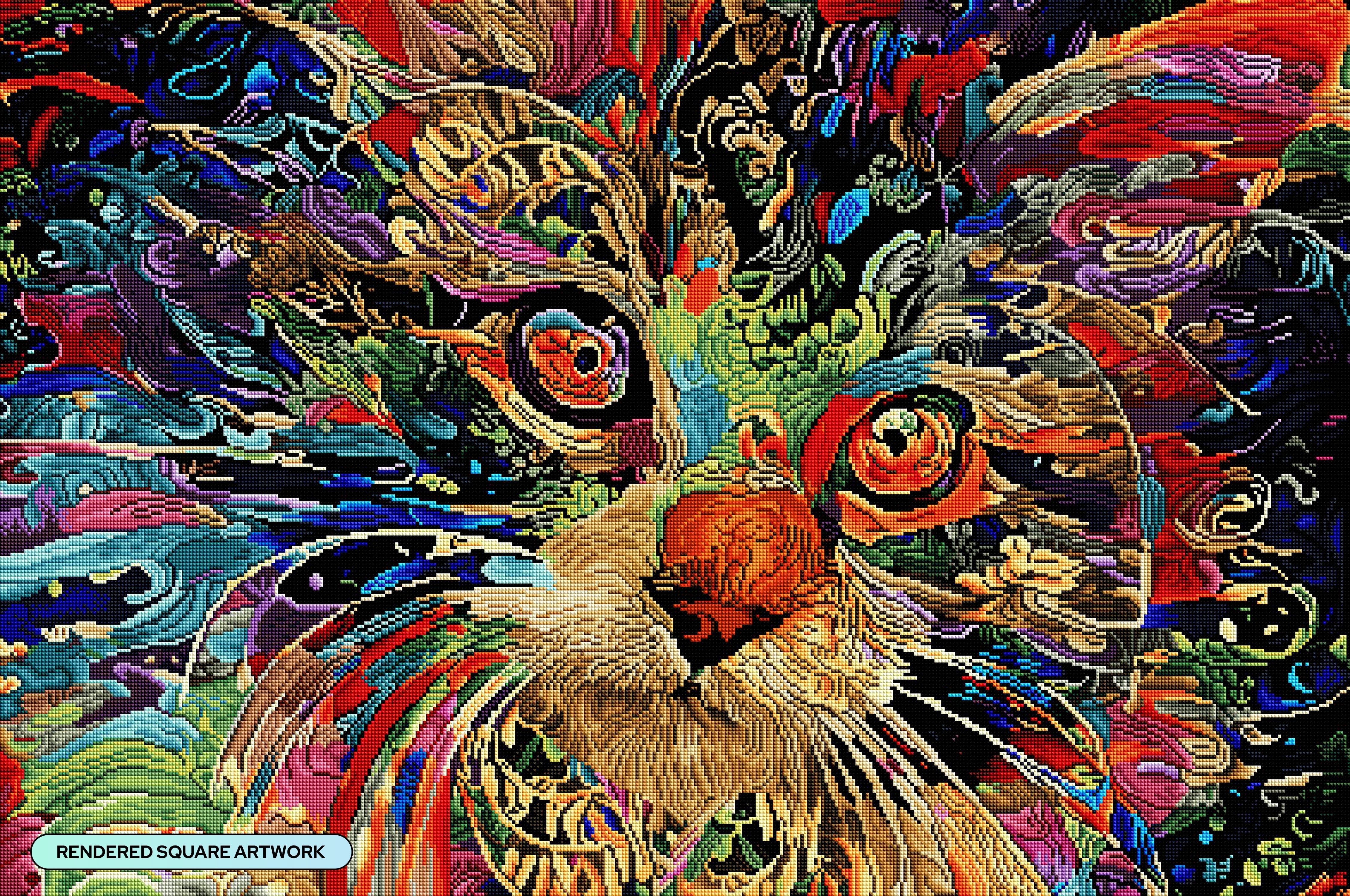 ダイヤモンドアートクラブ Psychedelic Maine Coon Cat Psychedelic
