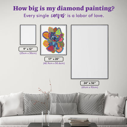 Diamond Painting Psychedelic Stitch 17" x 20" (42.9cm x 50.6cm) / Round with 34 Colors including 1 AB and 1 Iridescent Diamond and 6 Fairy Dust Diamonds / 28,704