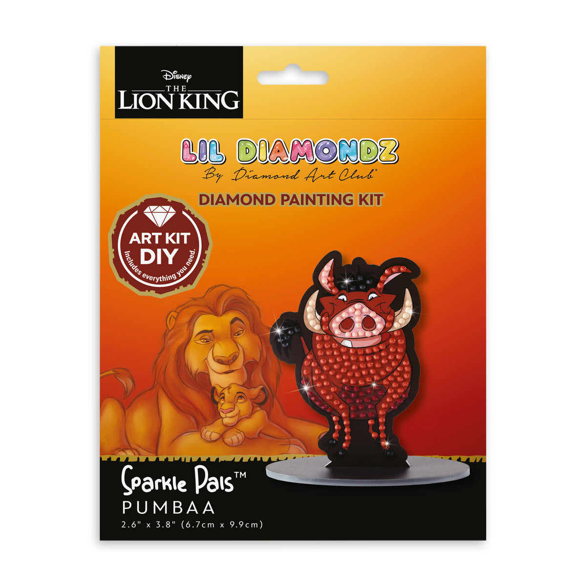 Diamond Painting Pumbaa - Sparkle Pals™ 2.6" x 3.8" (6.7cm x 9.9cm) / Round with 5 Colors including 3 Fairy Dust Diamonds / 225