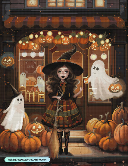 Diamond Painting Pumpkin Cafe 25.6" x 33.1" (65cm x 83.9cm) / Square With 51 Colors Including 2 ABs and 1 Frosted Diamond and 3 Fairy Dust Diamonds / 87,957