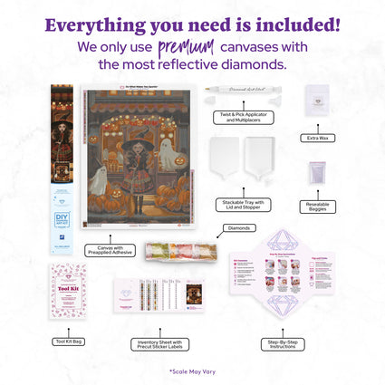 Diamond Painting Pumpkin Cafe 25.6" x 33.1" (65cm x 83.9cm) / Square With 51 Colors Including 2 ABs and 1 Frosted Diamond and 3 Fairy Dust Diamonds / 87,957