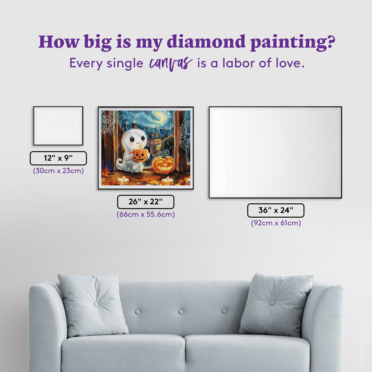 Diamond Painting Pumpkin Cuppa 26" x 22" (66cm x 55.6cm) / Round with 57 Colors including 1 AB and 5 Fairy Dust Diamonds / 48,480