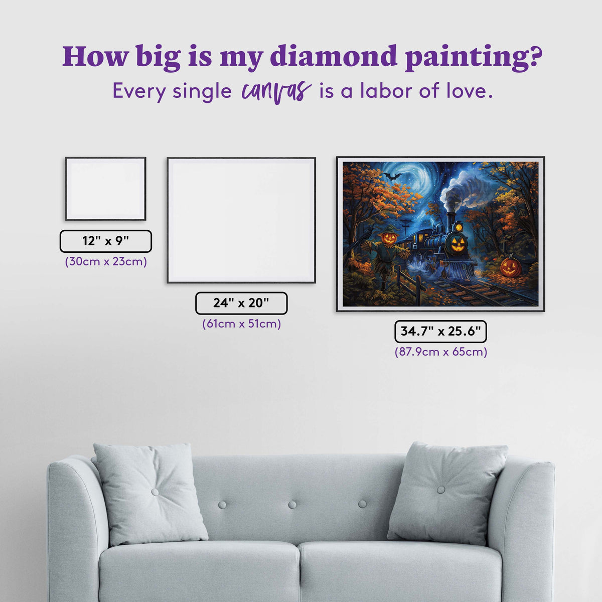 Diamond Painting Pumpkin Express 34.7" x 25.6" (87.9cm x 65cm) / Square with 54 Colors including 3 ABs and 5 Fairy Dust Diamonds / 92,133