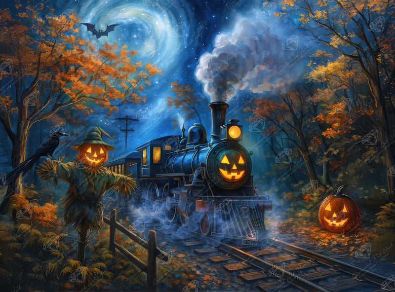 Diamond Painting Pumpkin Express 34.7" x 25.6" (87.9cm x 65cm) / Square with 54 Colors including 3 ABs and 5 Fairy Dust Diamonds / 92,133