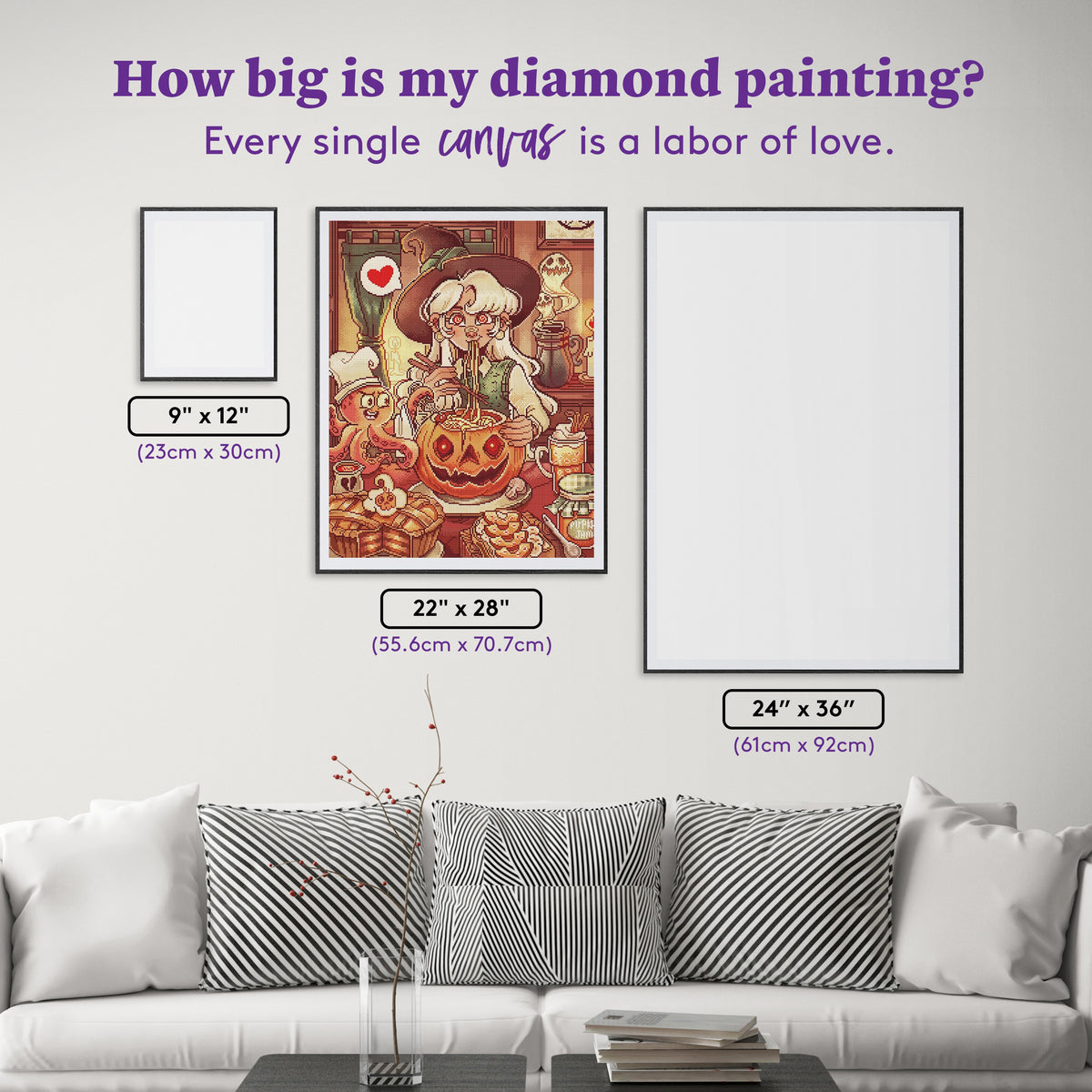 Diamond Painting Pumpkin Fest 22" x 28" (55.6cm x 70.7cm) / Round With 64 Colors Including 1 Iridescent Diamond and 5 Fairy Dust Diamonds / 51,914