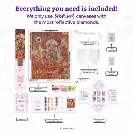 Diamond Painting Pumpkin Fest 22" x 28" (55.6cm x 70.7cm) / Round With 64 Colors Including 1 Iridescent Diamond and 5 Fairy Dust Diamonds / 51,914