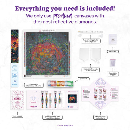 Diamond Painting Pumpkin Nook 25.6" x 25.6" (65cm x 65cm) / Square with 80 Colors including 2 ABs and 3 Fairy Dust Diamonds / 68,121