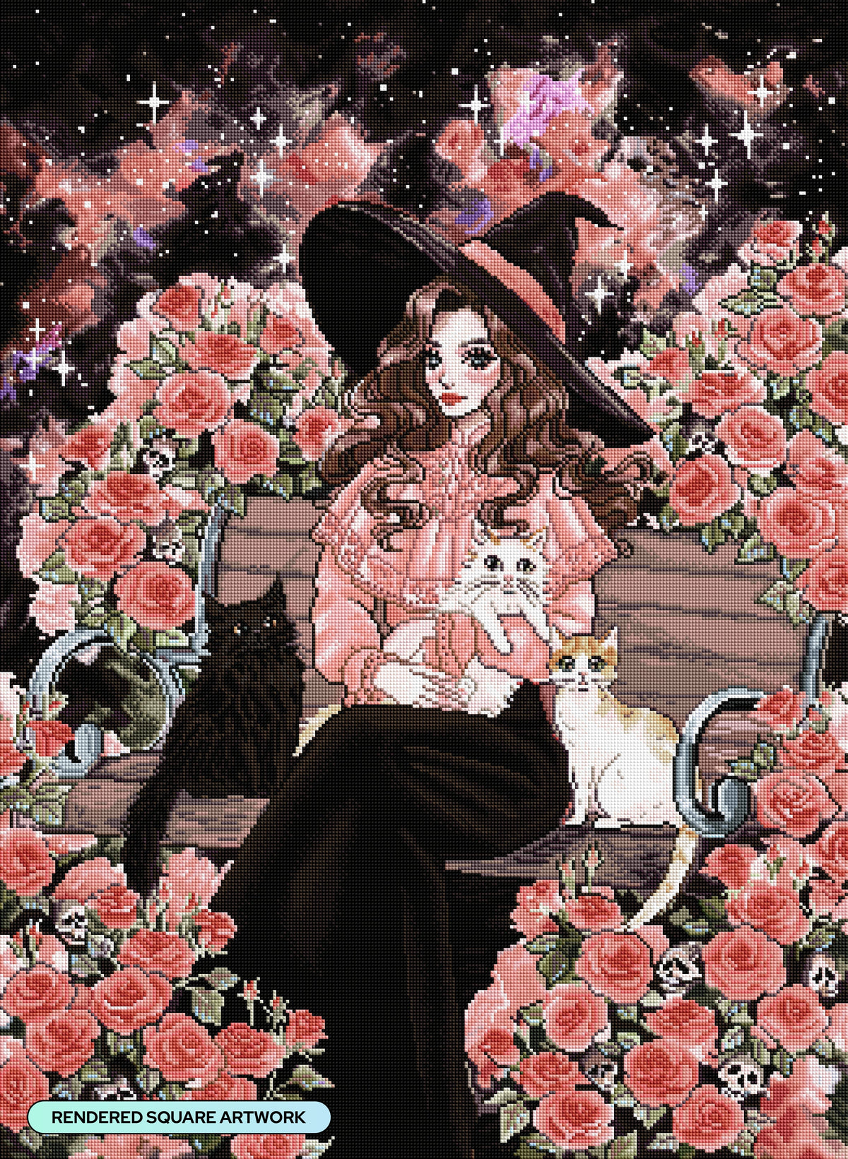 Diamond Painting Purrfectly Wicked 25.6" x 35" (65cm x 88.9cm) / Square with 69 Colors including 3 ABs and 2 Fairy Dust Diamonds / 93,177