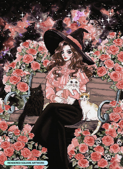 Diamond Painting Purrfectly Wicked 25.6" x 35" (65cm x 88.9cm) / Square with 69 Colors including 3 ABs and 2 Fairy Dust Diamonds / 93,177