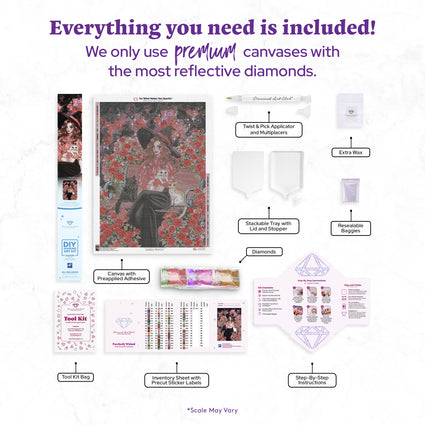 Diamond Painting Purrfectly Wicked 25.6" x 35" (65cm x 88.9cm) / Square with 69 Colors including 3 ABs and 2 Fairy Dust Diamonds / 93,177