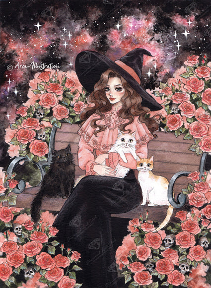 Diamond Painting Purrfectly Wicked 25.6" x 35" (65cm x 88.9cm) / Square with 69 Colors including 3 ABs and 2 Fairy Dust Diamonds / 93,177