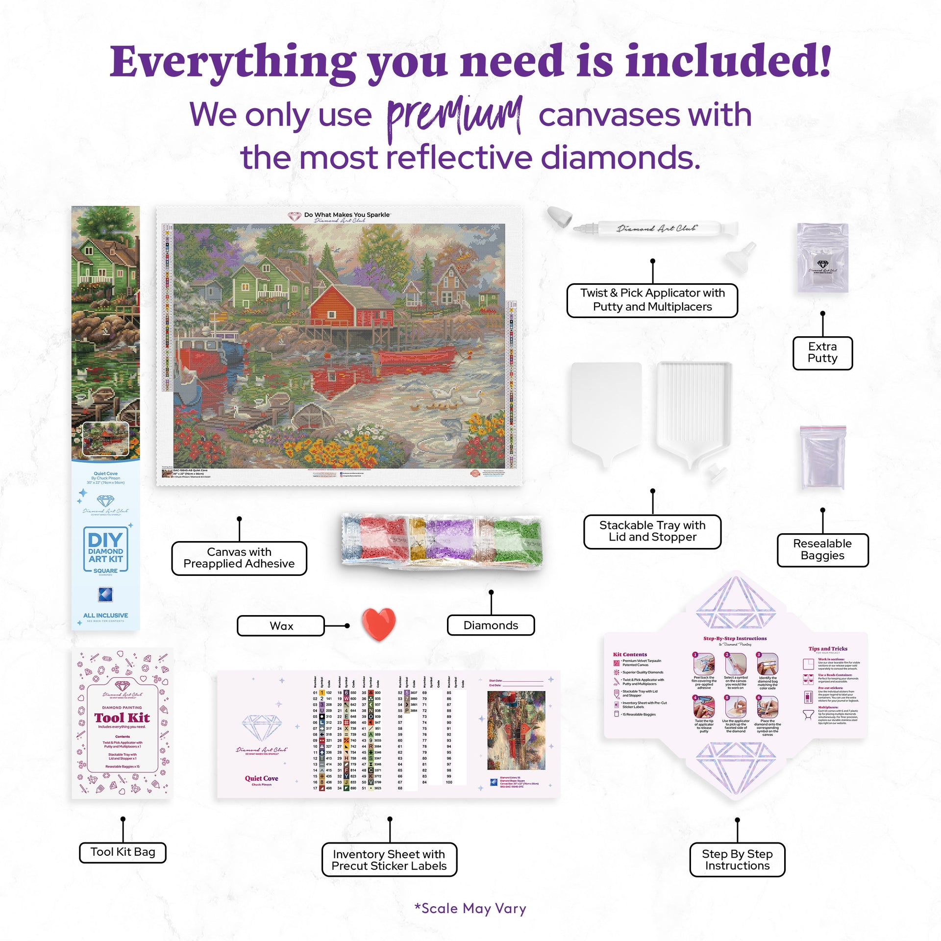 Diamond Painting Quiet Cove 30" x 22″ (76cm x 56cm) / Square with 55 Colors including 2 ABs / 67,049