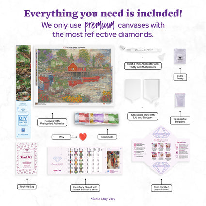 Diamond Painting Quiet Cove 30" x 22″ (76cm x 56cm) / Square with 55 Colors including 2 ABs / 67,049