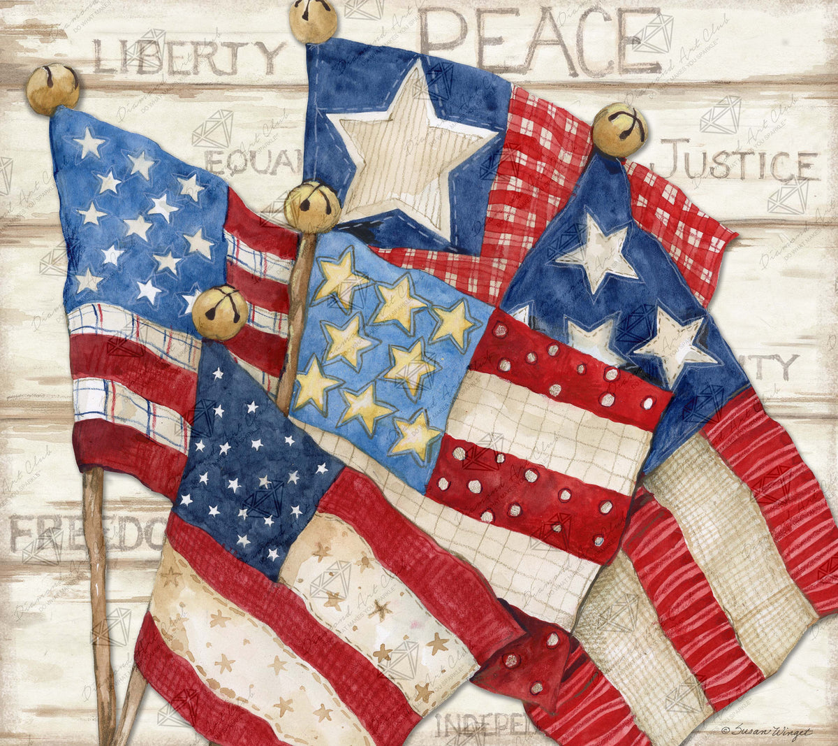Diamond Painting Quilted Flags 19" x 17" (47.9cm x 42.6cm) / Round With 35 Colors Including 3 ABs / 25,992