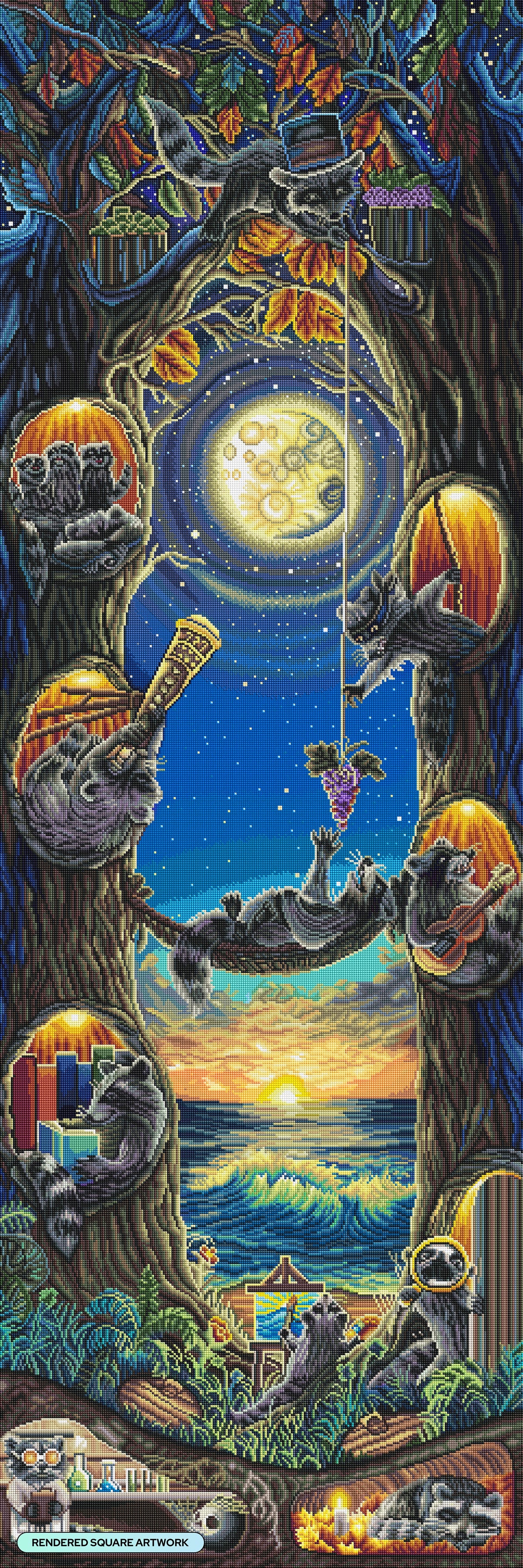 Diamond Painting Raccoon City 23.6" x 70.9" (60cm x 179.7cm) / Square with 69 Colors including 2 ABs and 2 Special Diamonds and 4 Fairy Dust Diamonds / 174,002