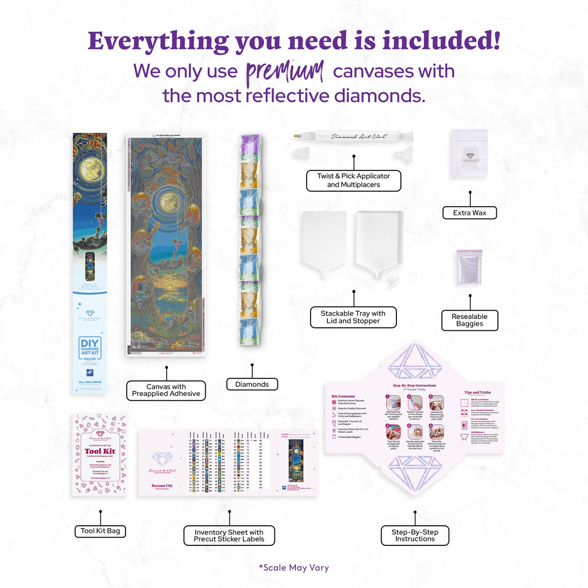 Diamond Painting Raccoon City 23.6" x 70.9" (60cm x 179.7cm) / Square with 69 Colors including 2 ABs and 2 Special Diamonds and 4 Fairy Dust Diamonds / 174,002