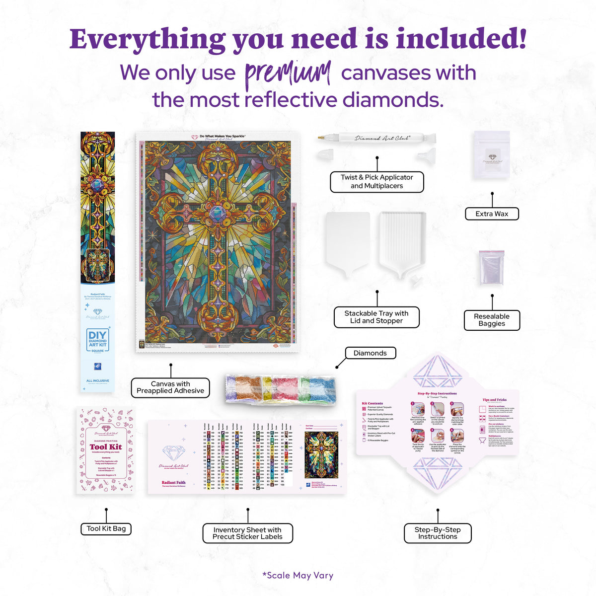 Diamond Painting Radiant Faith 25.6" x 35.4" (65cm x 89.9cm) / Square with 96 Colors including 3 ABs and 2 Iridescent Diamonds and 3 Fairy Dust Diamonds / 94,221