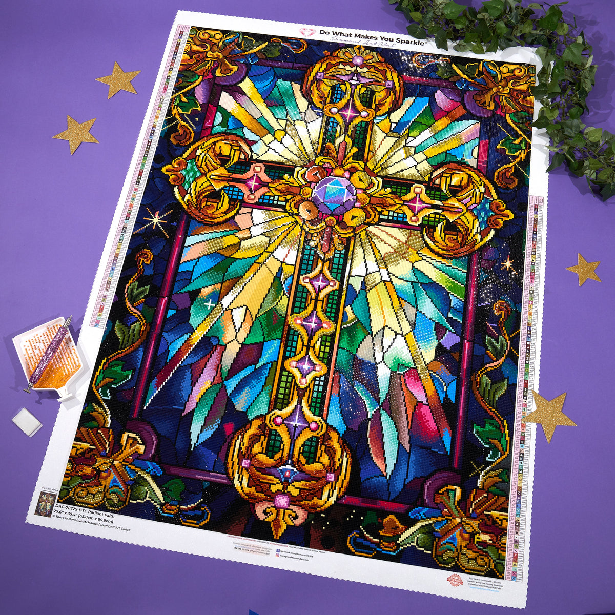 Diamond Painting Radiant Faith 25.6" x 35.4" (65cm x 89.9cm) / Square with 96 Colors including 3 ABs and 2 Iridescent Diamonds and 3 Fairy Dust Diamonds / 94,221