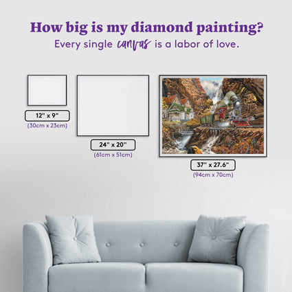Diamond Painting Rails to Pandora 37" x 27.6" (94cm x 70cm) / Square with 61 Colors including 3 ABs and 2 Fairy Dust Diamonds / 105,937