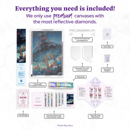 Diamond Painting Rain for My Parade 22" x 33" (55.8cm x 83.6cm) / Square with 98 Colors including 3 ABs and 2 Fairy Dust Diamonds / 75,264