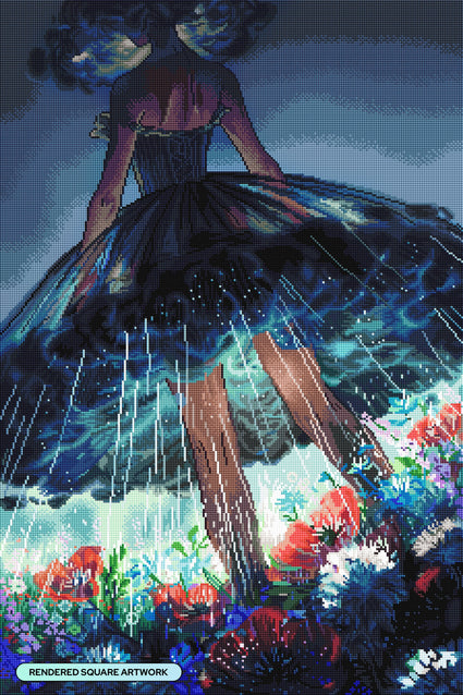 Diamond Painting Rain for My Parade 22" x 33" (55.8cm x 83.6cm) / Square with 98 Colors including 3 ABs and 2 Fairy Dust Diamonds / 75,264