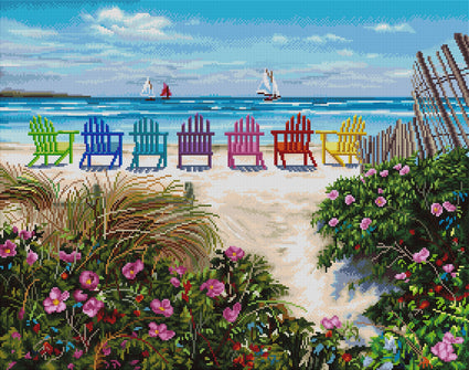 Diamond Painting Rainbow Chairs 30" x 22" (76cm x 56cm) / Square with 47 Colors including 4 ABs / 66,521