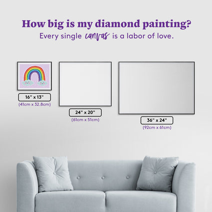 Diamond Painting Rainbow 16" x 13" (41cm x 32.8cm) / Round With 12 Colors including 4 AB and 4 Fairy Dust Diamonds / 7,485