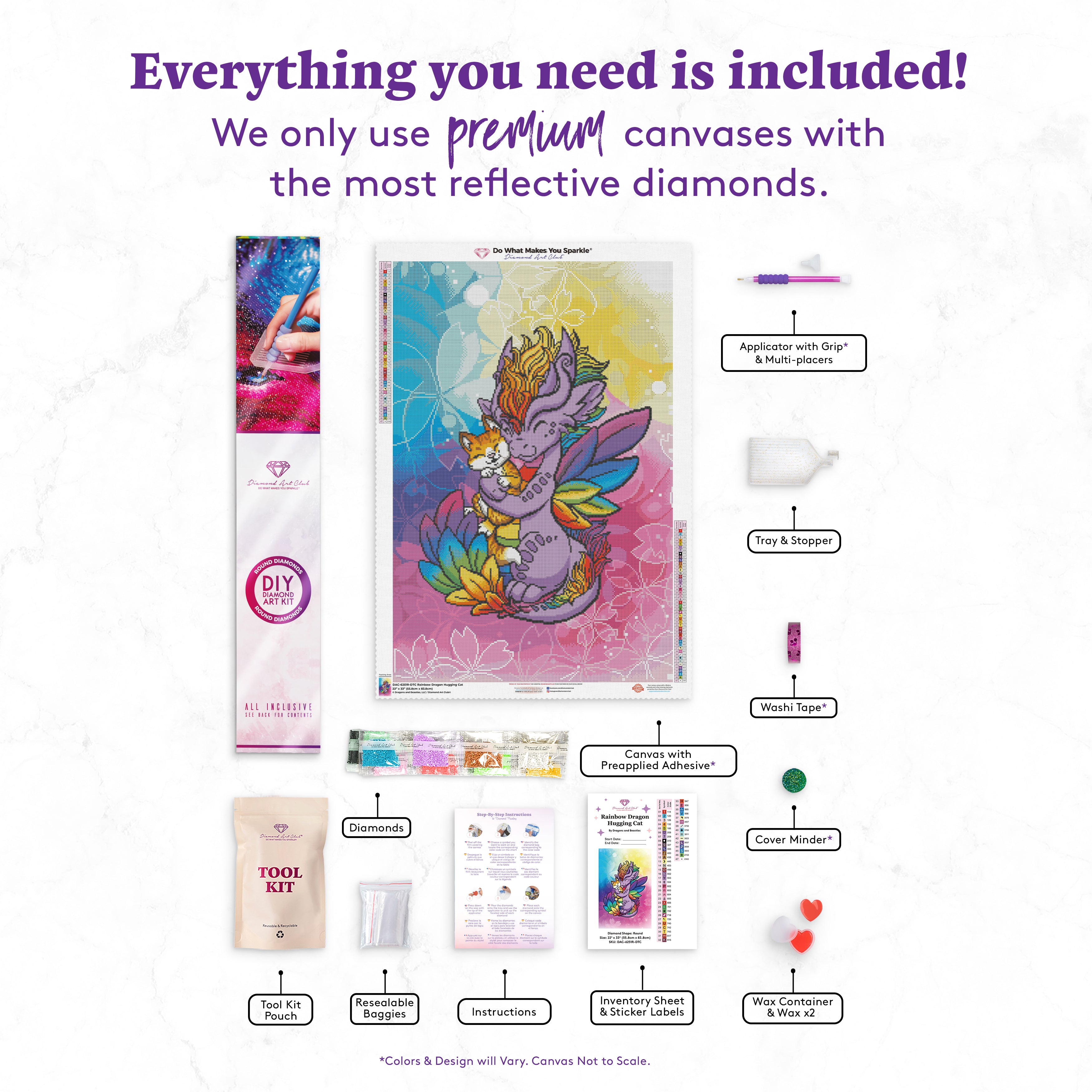 #1 DIY Diamond Art Painting Kit - Rainbow Dragon Hugging Cat | Diamond Painting Kit | Diamond Art Kits for Adults | Diamond Art Club
