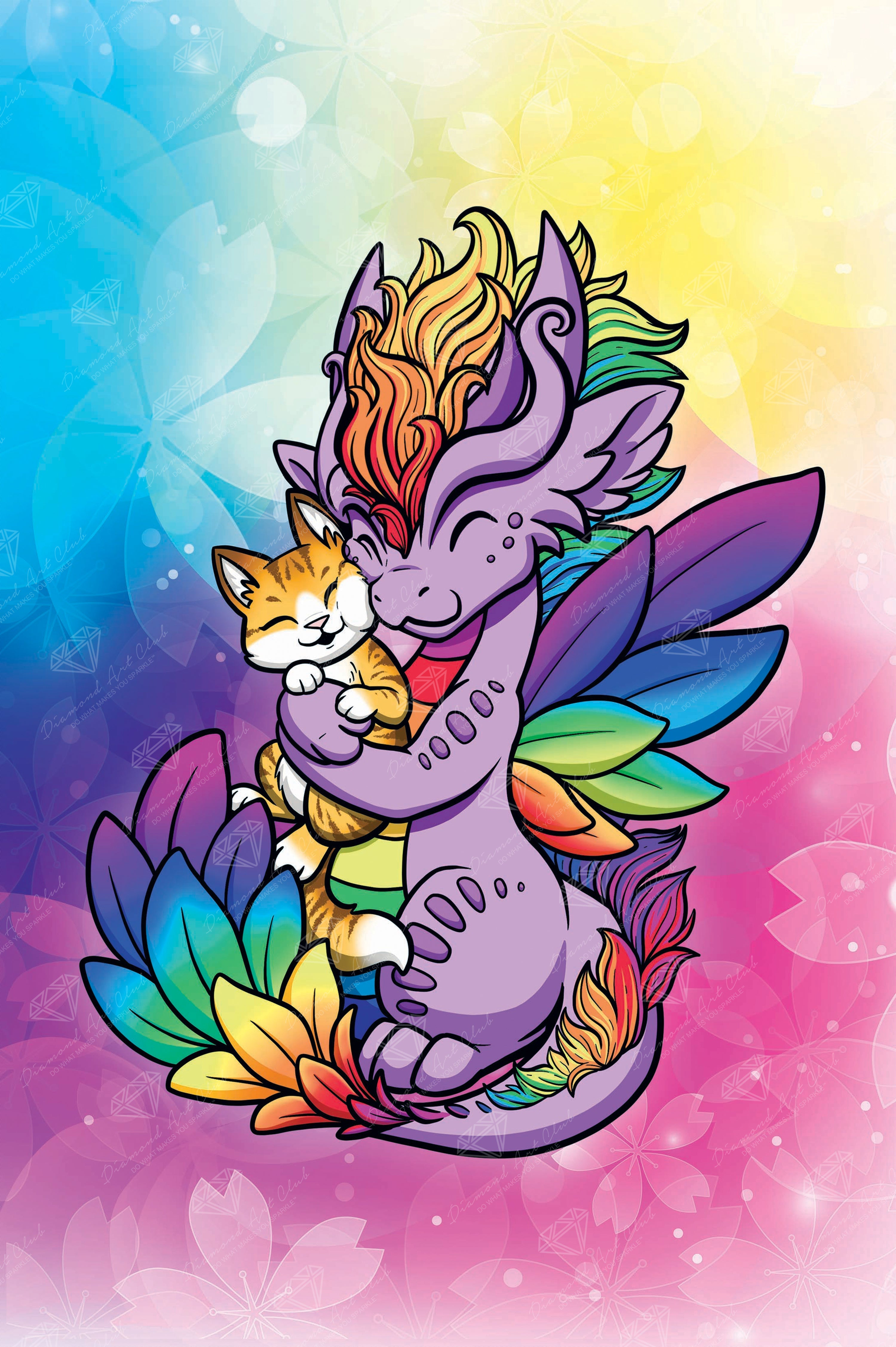 Rainbow Dragon Hugging Cat – Diamond Art Club