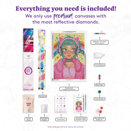 Diamond Painting Rainbow Head 20" x 30" (50.7cm x 76cm) / Round With 63 Colors Including 5 ABs, 1 Electro Diamond, and 3 Fairy Dust Diamonds / 49,051