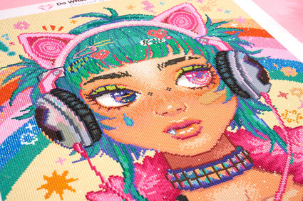 Diamond Painting Rainbow Head 20" x 30" (50.7cm x 76cm) / Round With 63 Colors Including 5 ABs, 1 Electro Diamond and 3 Fairy Dust Diamonds / 49,051