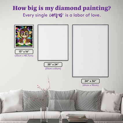 Diamond Painting Rainbow Lil Monkey 13" x 16" (33cm x 40.7cm) / Round with 44 Colors including 3 ABs and 3 Fairy Dust Diamonds / 17,760