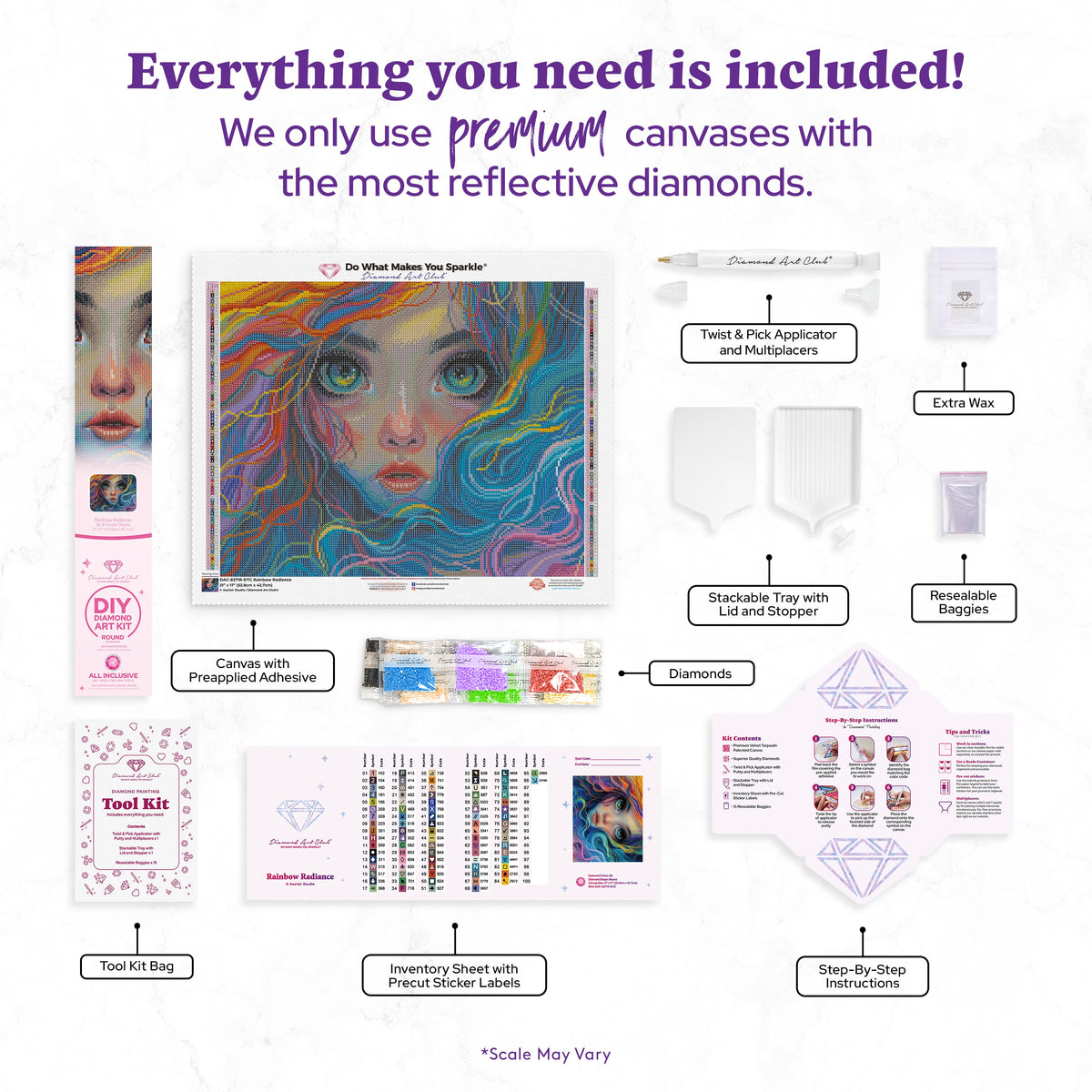 Diamond Painting Rainbow Radiance 21" x 17" (52.8cm x 42.7cm) / Round with 86 Colors including 2 ABs and 4 Fairy Dust Diamonds / 29,760