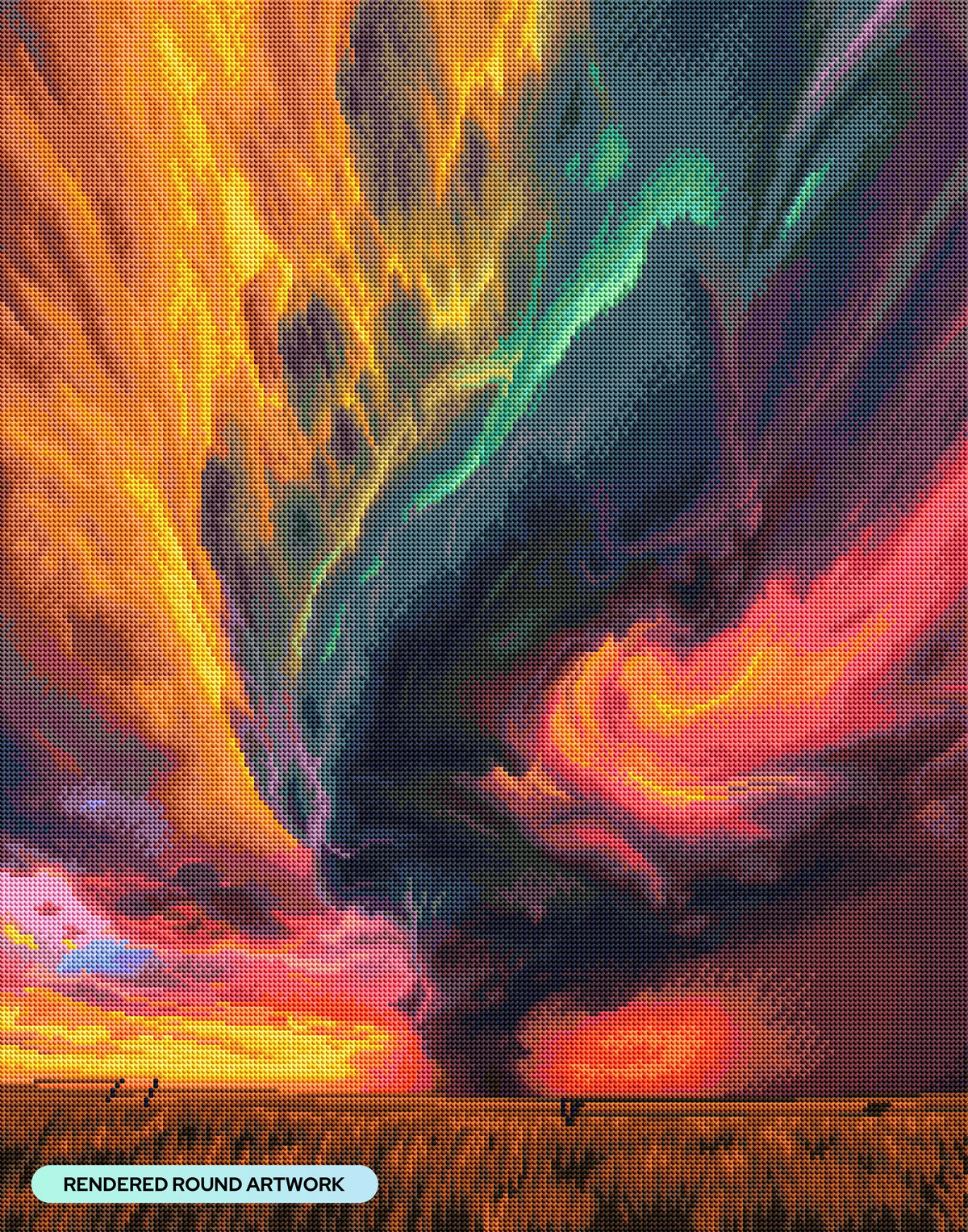 Diamond Painting Rainbow Tornado 22" x 28" (55.6cm x 70.7cm) / Round with 70 Colors including 1 AB and 5 Fairy Dust Diamonds / 51,914