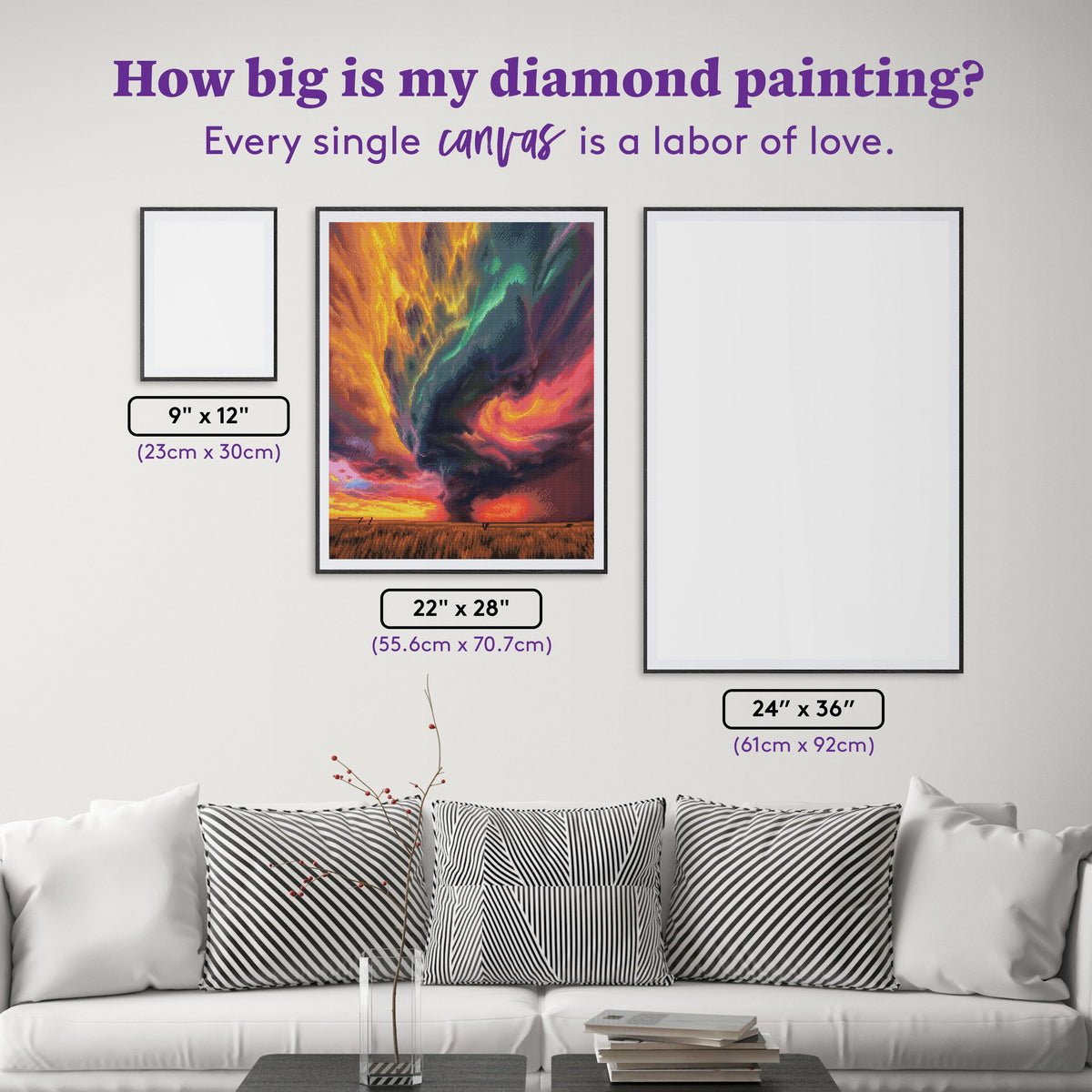 Diamond Painting Rainbow Tornado 22" x 28" (55.6cm x 70.7cm) / Round with 70 Colors including 1 AB and 5 Fairy Dust Diamonds / 51,914