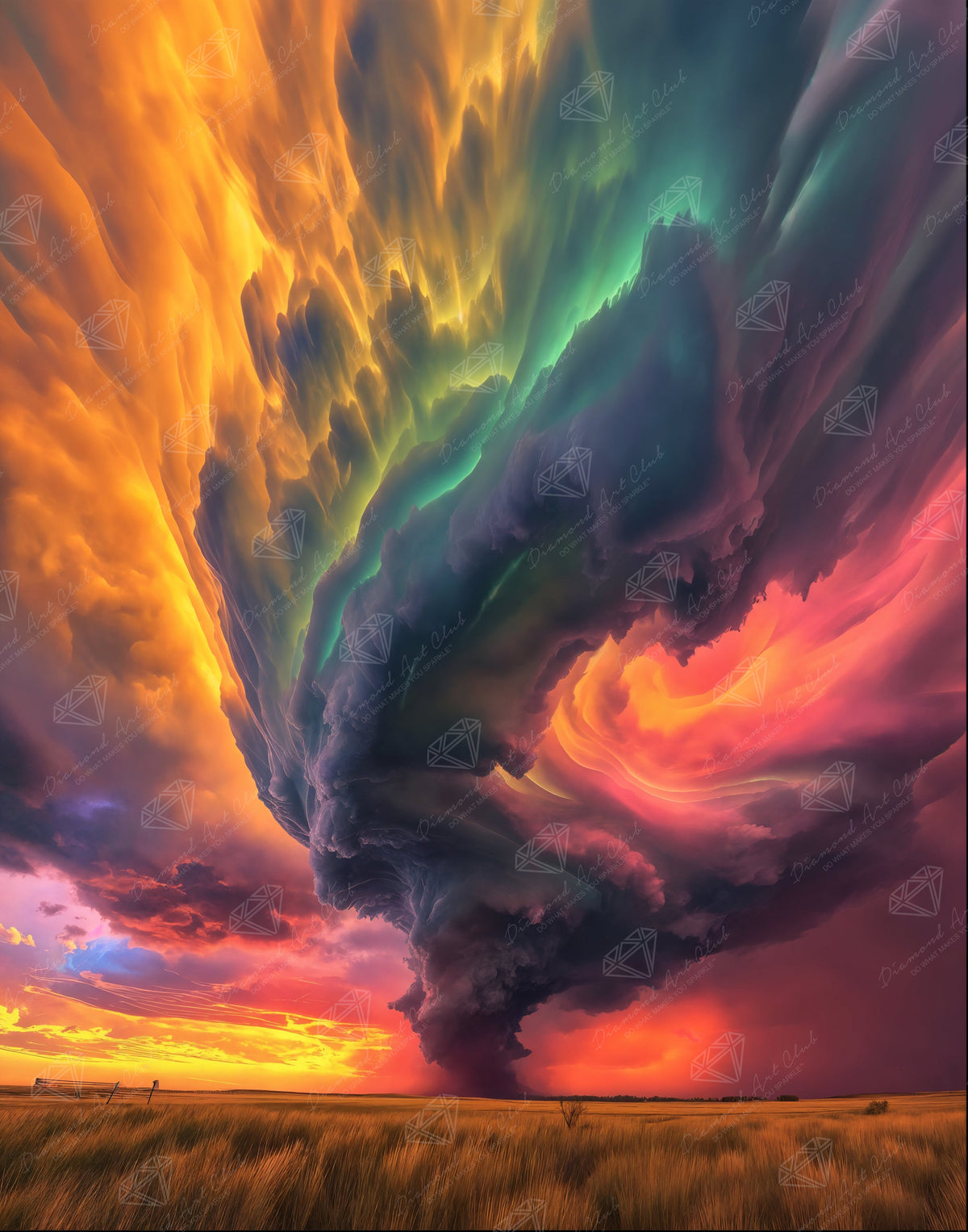 Diamond Painting Rainbow Tornado 22" x 28" (55.6cm x 70.7cm) / Round with 70 Colors including 1 AB and 5 Fairy Dust Diamonds / 51,914