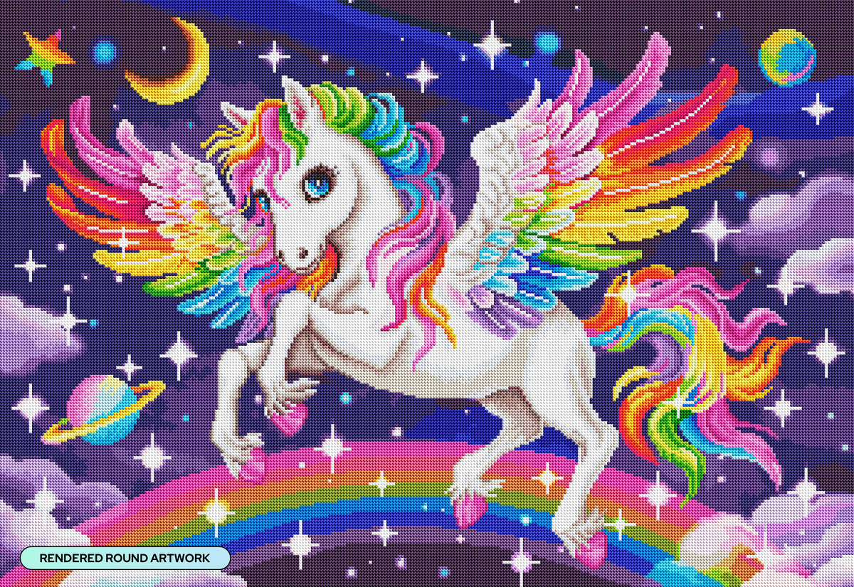 Diamond Painting Rainbow Universe 32" x 22" (80.9cm x 55.6cm) / Round With 54 Colors Including 6 ABs and 2 Iridescent Diamonds and 6 Fairy Dust Diamonds / 59,388