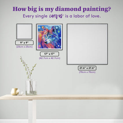 Diamond Painting Rainbow Wolf II 17" x 17" (42.7cm x 42.7cm) / Round with 44 Colors including 2 ABs and 3 Fairy Dust Diamonds / 24,025