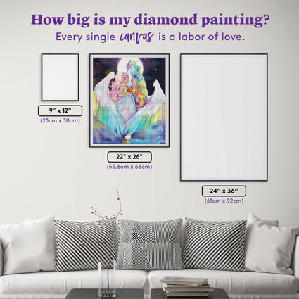 Diamond Painting Rainbows and Starlite 22" x 26" (55.6cm x 66cm) / Round with 74 Colors including 4 ABs and 2 Fairy Dust Diamonds / 48,480