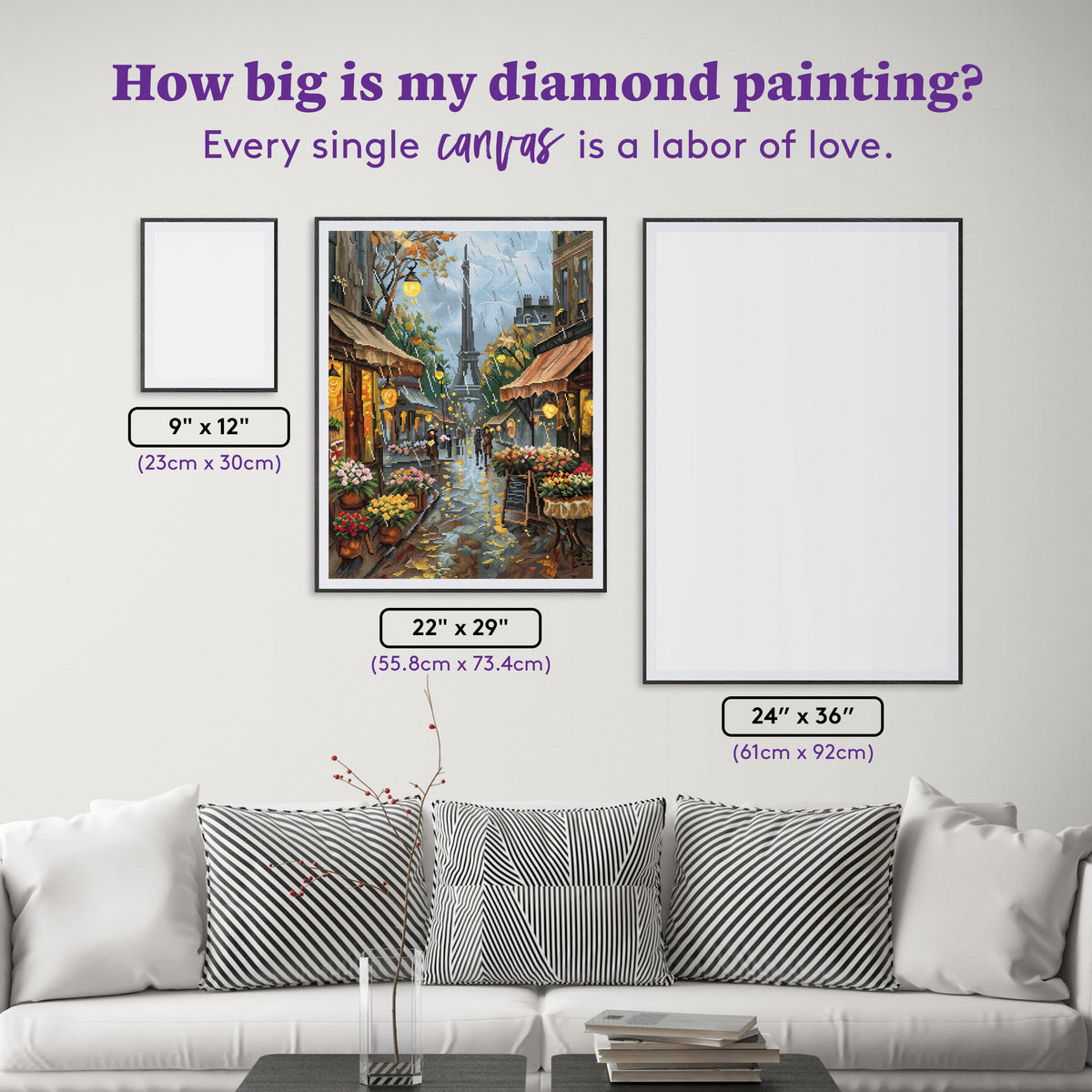 Diamond Painting Rainy Day Market 22" x 29" (55.8cm x 73.4cm) / Square with 65 Colors including 5 ABs and 3 Fairy Dust Diamonds / 66,080