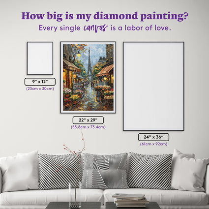 Diamond Painting Rainy Day Market 22" x 29" (55.8cm x 73.4cm) / Square with 65 Colors including 5 ABs and 3 Fairy Dust Diamonds / 66,080