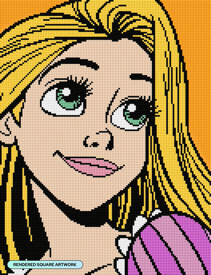 Diamond Painting Rapunzel 13" x 17" (32.9cm x 42.8cm) / Square with 9 Colors including 1 AB and 2 Fairy Dust Diamonds / 22,704