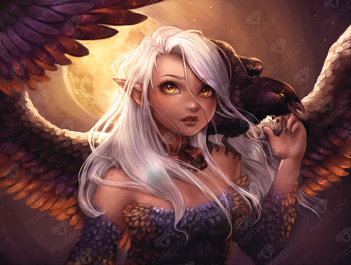 Diamond Painting Raven Spirit 29" x 22" (73.7cm x 55.8cm) / Square with 40 Colors including 2 ABs and 1 Electro Diamond and 4 Fairy Dust Diamonds / 66,304