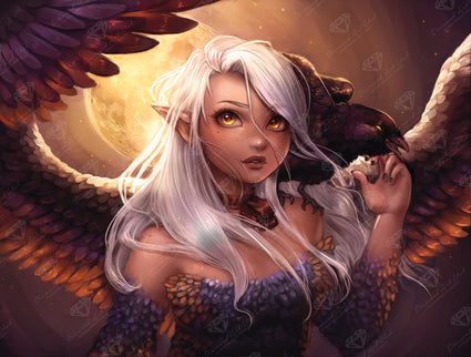 Diamond Painting Raven Spirit 29" x 22" (73.7cm x 55.8cm) / Square with 40 Colors including 2 ABs and 1 Electro Diamond and 4 Fairy Dust Diamonds / 66,304
